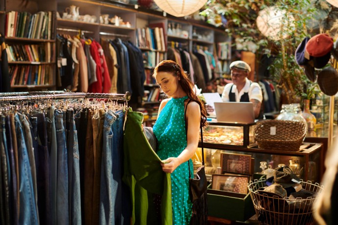 Women shopping from a vintage store